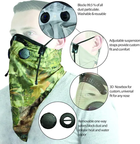 Vista 2 de ATV Tek Máscara antipolvo estilo bandana, cómoda y lavable (camuflado, talla única)