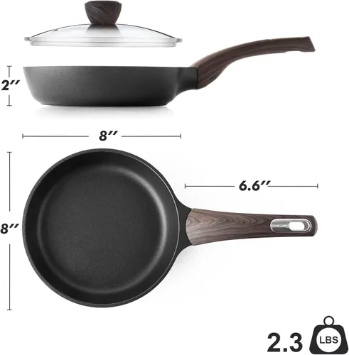 Vista 9 de SENSARTE Sartén antiadherente con tapa, sartén para saltear de 8 pulgadas, sartén antiadherente para tortilla, sartén de cocina saludable