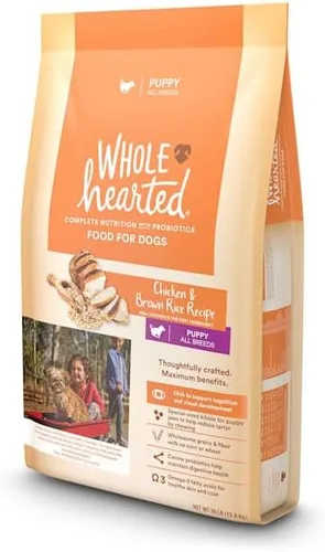 Vista 4 de WholeHearted by Petco All Breed Receta de pollo y arroz integral Alimento seco para cachorros 30 libras.