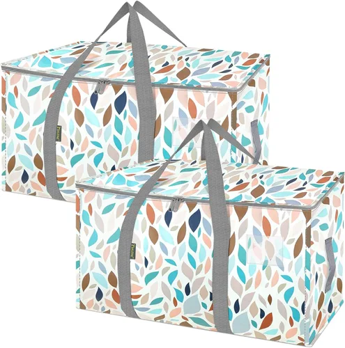 Vista 9 de BALEINE Paquete de 2 bolsas de mudanza de gran tamaño con asas reforzadas, bolsa de almacenamiento resistente para ropa, suministros de mudanza