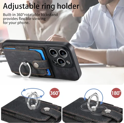 Vista 6 de Asuwish Funda de teléfono para iPhone 13 Pro Max 2021 de 6.7 pulgadas con protector de pantalla de vidrio templado y soporte de tarjeta de anillo