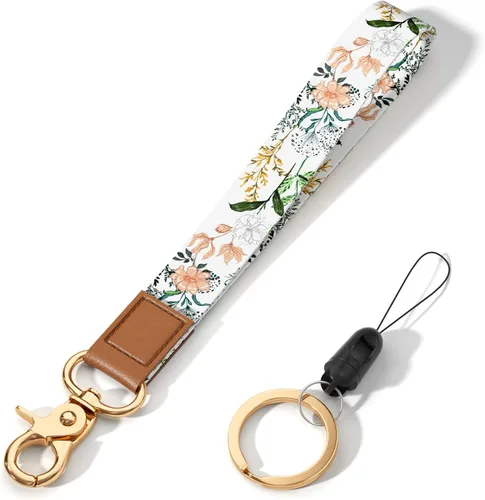 Vista 36 de Llavero con cordón de muñeca, linda correa de muñeca portallaves para mujeres y hombres, llaves de coche, tarjetas de identificación, billetera