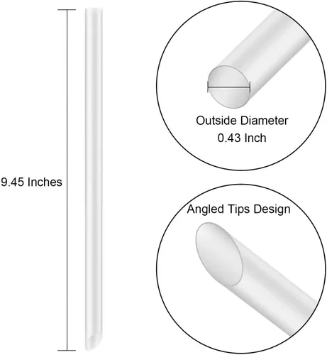 Vista 2 de [Envueltas individualmente] Puntas anguladas, 100 popotes desechables y transparentes para batidos, popotes anchos de plástico para batidos, sin BPA