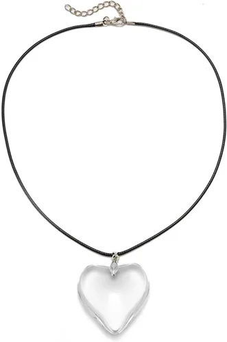 Gargantilla con colgante de corazón grande Gargantilla de cristal grueso con forma de corazón hinchado para mujeres, joyería Grunge Y2K, regalos