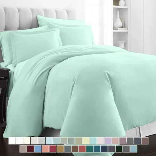 Vista 4 de Dream'z Bedding Juego de funda de edredón de 3 piezas de algodón egipcio de 600 hilos, súper suave, tamaño individual (68 x 90 pulgadas)