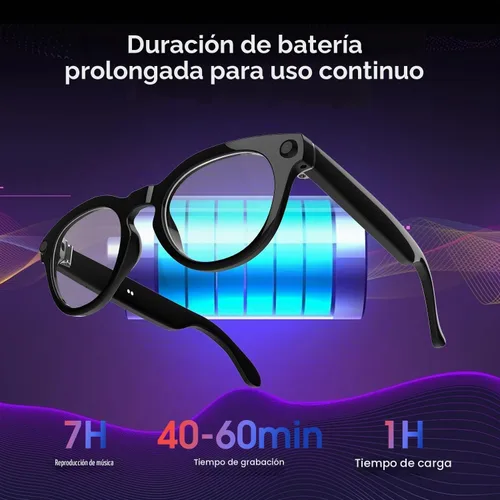 Vista 5 de Lentes inteligentes AI con cámara 4K, gafas de grabación HD de 8 MP con sonido de oído abierto, traducción en tiempo real, asistente inteligente
