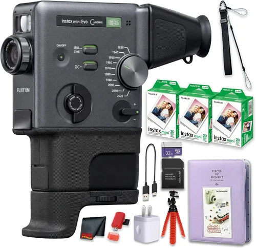 Vista 10 de FUJIFILM instax mini Evo Cinema Hybrid - Paquete de cámara instantánea, impresora de cámara 3 en 1 con Bluetooth + Gen Dial para 10 efectos