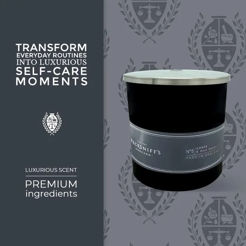 Vista 2 de Pecksniffs - Vela perfumada de ámbar negro y madera Oud 1 mecha, 6.49 onzas