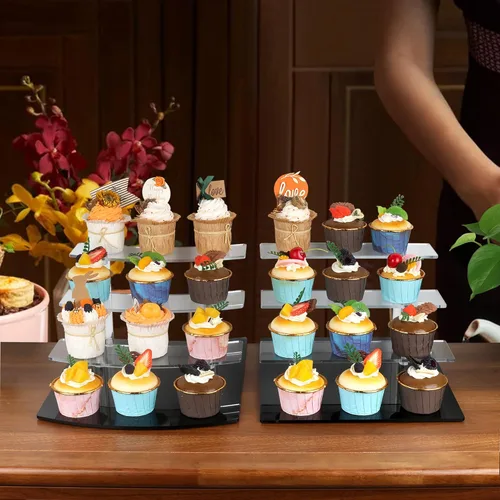 Vista 7 de ELEGANTLIFE Soporte elevador de acrílico – Estante transparente de 4 niveles para Funko POP, Amiibo, figuras, coleccionables, cupcakes, perfumes