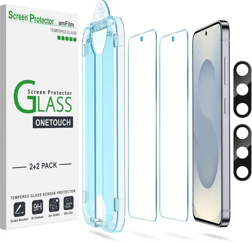 Vista 12 de amFilm OneTouch - Protector de pantalla para Samsung Galaxy S22 5G de 6.1 pulgadas, dureza 9H con protector de lente de cámara, más fácil