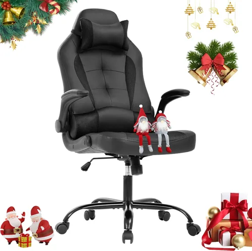 Vista 11 de Silla de videojuegos, silla ergonómica para computadora, silla de escritorio para juegos de oficina con soporte lumbar y reposacabezas, silla