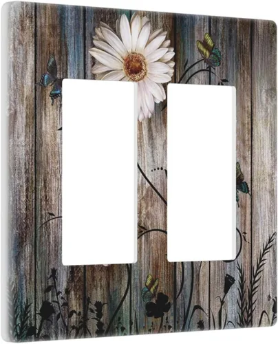 Vista 138 de Cubiertas de Placas de Pared Dúplex Individual con Sol Minimalista Moderno de Palabras Inspiradoras Abstractas Boho, Cubierta de Interruptor de Luz