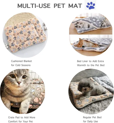 Vista 6 de 2 alfombrillas de cama para mascotas. Cama ultra suave para mascotas (perro/gato) con bonitos estampados. Almohadilla reversible de lana de cordero