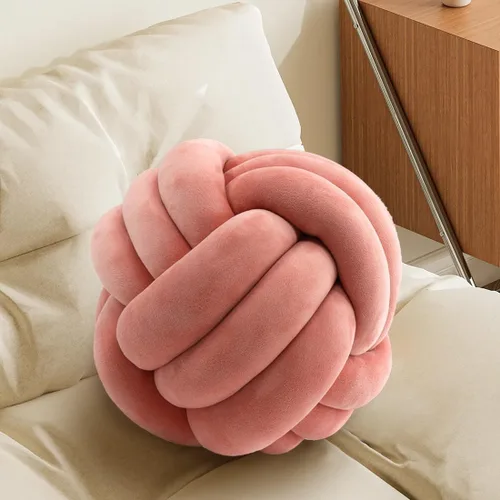 Vista 36 de Bola de almohada de nudo negro, almohada decorativa hecha a mano, cojín redondo suave para sofá y dormitorio, bonita decoración del hogar, almohada