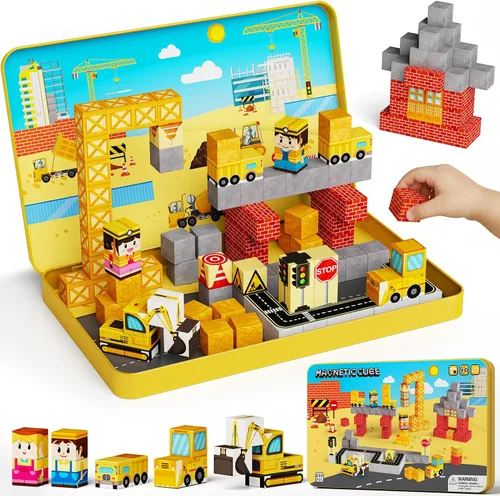 Vista 8 de Magnetic Engineering Travel STEM：49PCS Mini Blocks Kit for Ages 3-8