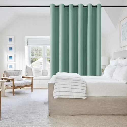 Vista 102 de DWCN Cortina divisora de habitación para total privacidad con bloqueo de luz - Cortinas térmicas para puerta de patio, sala de estar, división