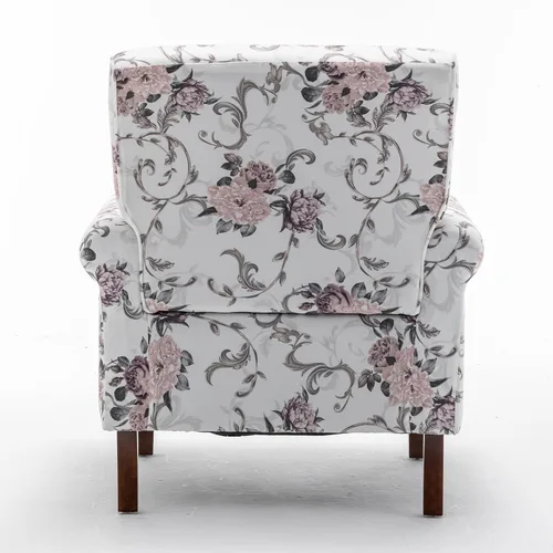 Vista 28 de Sillón clásico con marco de madera de abedul y cómodos reposabrazos enrollados, sillones para sala de estar, dormitorio y decoración de oficina