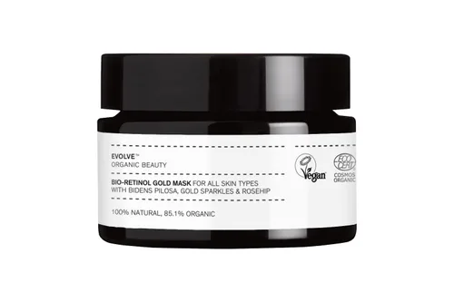 Evolve Organic Beauty - Mascarilla facial natural de oro bio-retinol | Lote pequeño, belleza vegana limpia (1 oz | 30 mL) El embalaje puede variar