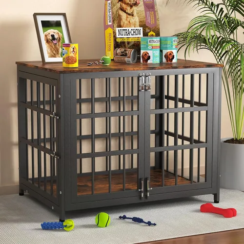 Vista 14 de Muebles de jaula para perros de servicio pesado, varios tamaños y colores opcionales, jaula indestructible para perros de alta ansiedad con mesa