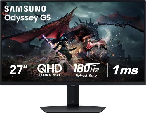 SAMSUNG Odyssey G50D Series QHD Fast IPS G-Sync - Monitor de juegos compatible con 27 pulgadas, 1 ms, VESA DisplayHDR 400, 180Hz, AMD FreeSync,