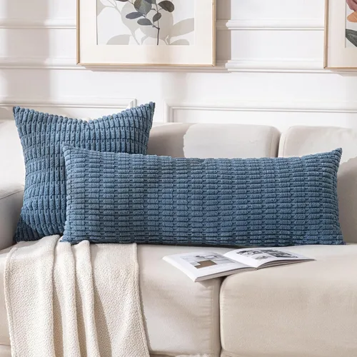 Vista 239 de Fancy Homi Paquete de 2 fundas de almohada decorativas color verde azulado de 18 x 18 pulgadas para sala de estar, sofá, cama, sofá, rústico