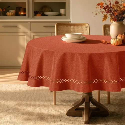 Vista 26 de MIULEE Army Green Rectangle Tablecloth with Decorative Cutouts 60x84 Inch Waterproof Stain Resistant & Shrink-Proof Table Cloth, Farmhouse