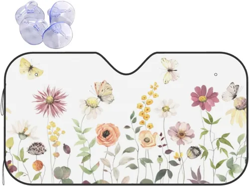 Vista 11 de Parasol de parabrisas con palmera de playa Hawaii tropical costa de verano amanecer, protector frontal plegable, visera solar para automóvil que