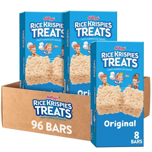 Vista 9 de Rice Krispies Treats Crispy Marshmallow Squares, caja de aperitivos para niños, barras de cereales, original (54 unidades)