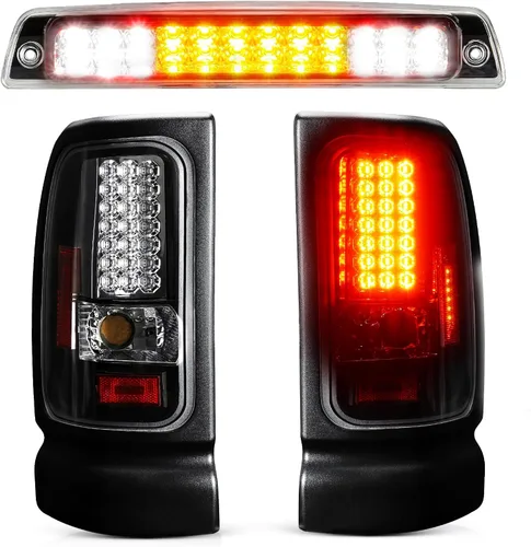 Conjunto de luz trasera LED + tercera luz de freno para Dodge Ram 1500 1994-2001, para Dodge Ram 2500 3500 1994-2002, luces traseras y luz de freno