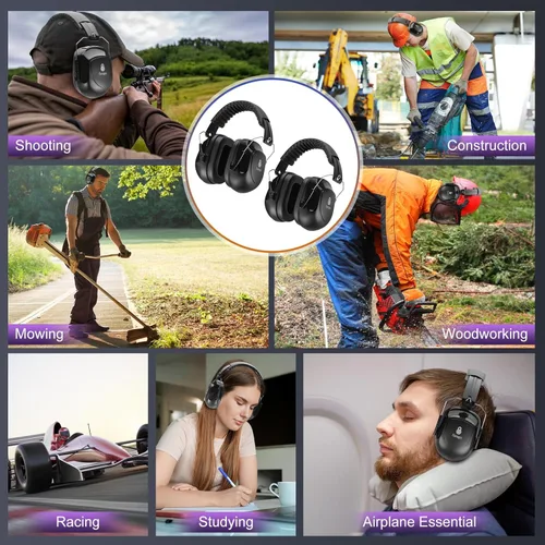 Vista 6 de Paquete de 2 auriculares con cancelación de ruido de 34 dB para disparar, orejeras de protección auditiva, auriculares de protección auditiva