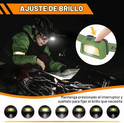 Vista 6 de EverBrite Linterna frontal recargable de 350LM con luz verde roja blanca