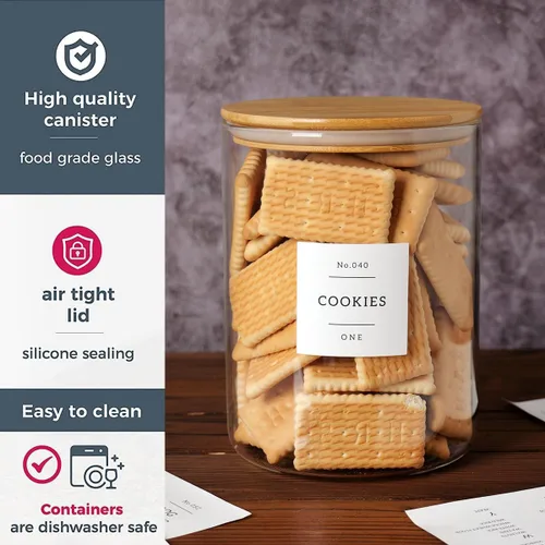 Vista 5 de CZZGSM Juego de 2 recipientes grandes de vidrio para harina y azúcar, tarros de almacenamiento de vidrio grueso de 100 onzas líquidas con tapa