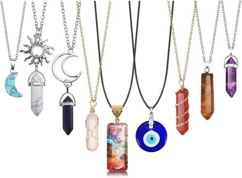 Vintage Crystal Pendant Necklaces for Women Girls Chakra Healing Carnelian Necklace Bohemian Retro Sunflower Necklace Sun and Moon Pendants