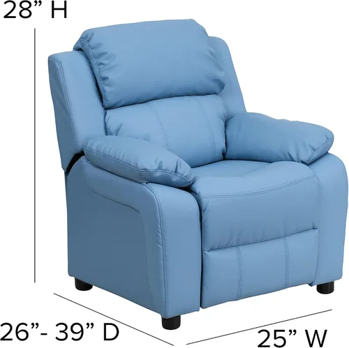 Vista 2 de Sillón reclinable infantil de vinilo lavanda acolchado de lujo con brazos de almacenamiento