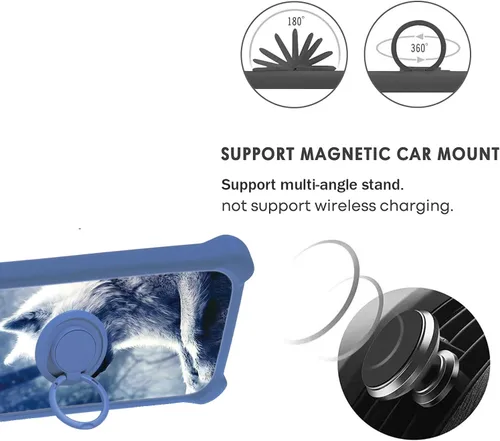 Vista 4 de Case Compatible with Celular Kalley Element 5+Plus Phone Case Cover [with Tempered Glass Screen Protector][Hard PC + Soft Silicone][Ring Support]