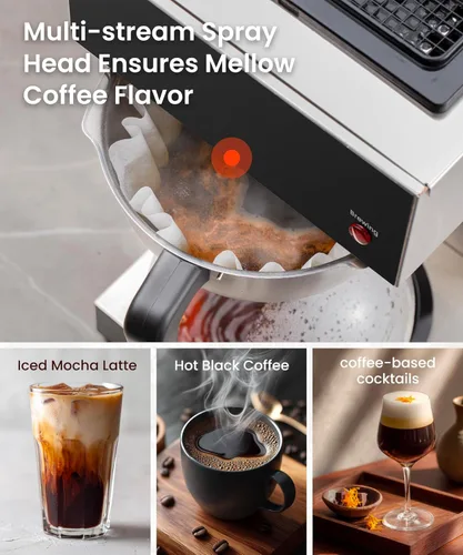 Vista 6 de SYBO Cafetera comercial de 12 tazas, cafetera de acero inoxidable industrial con 2 calentadores