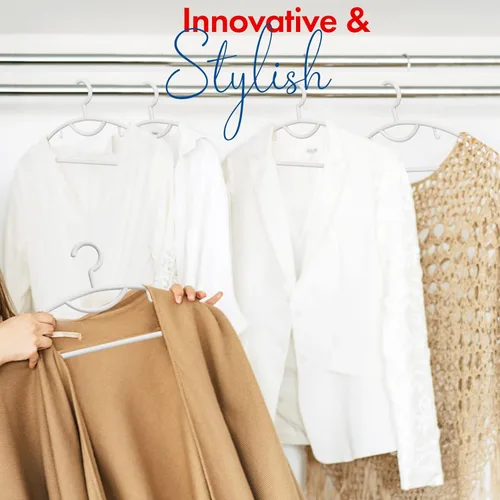 Vista 5 de Perchas de plástico para ropa, paquete de 12 perchas de plástico resistentes para ropa, abrigos, vestidos, trajes, perchas antideslizantes