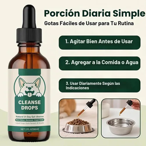 Vista 6 de Gotas de limpieza de parásitos, suplemento de probióticos triples, apoyo que promueve la salud intestinal y digestiva, hierbas naturales para perros