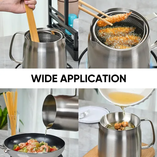 Vista 8 de Recipiente de grasa de tocino con colador, contenedor de grasa de acero inoxidable 304 para cocina con tapa y canasta a prueba de polvo, recipiente