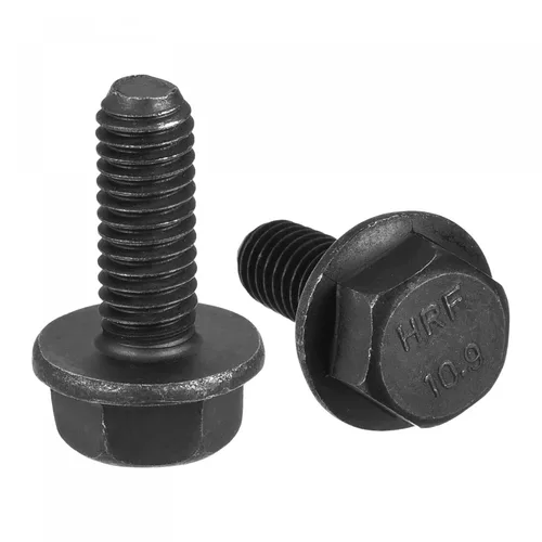 Vista 6 de uxcell Tornillos métricos de brida hexagonal M6x12mm, 20 tornillos de cabeza hexagonal de acero al carbono de grado 10.9