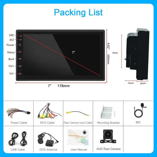 Vista 7 de 2G 64G Android 13 Estéreo de coche doble DIN con Carplay inalámbrico y Android Auto, 7 pulgadas pantalla táctil radio de coche con navegación