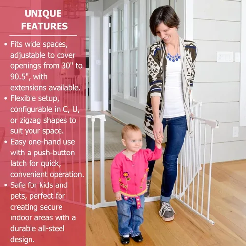 Vista 2 de Cardinal Gates EX100 XpandaGate - Puerta extensible para bebé, puerta extra ancha para perros, puerta de seguridad ajustable para niños y mascotas
