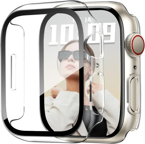 Vista 33 de JR.DM - Juego de 2 fundas de policarbonato duro de 38 mm con protector de pantalla de vidrio templado HD para Apple Watch Series 3/2/1, protector