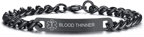 Vista 10 de VNOX Pulsera de identificación de alerta médica, pulsera de emergencia de acero inoxidable para hombre y mujer, 7.2/8/8.4 pulgadas