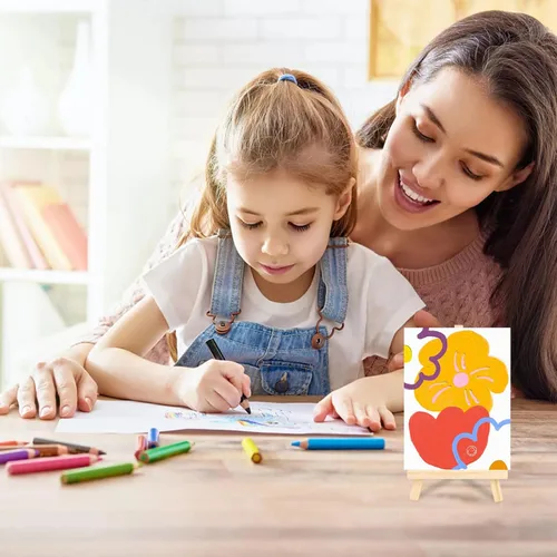 Vista 6 de 60 piezas de mini caballete de 5 pulgadas, mini soporte de lona de madera, caballetes pequeños para pintar, caballetes triangulares, caballetes