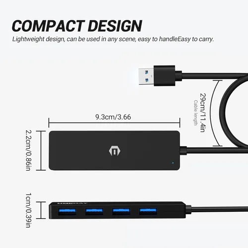Vista 3 de Concentrador USB, Tymyp 4 puertos USB 3.0 Hub Ultra Slim USB Splitter para Mac Pro/Air, iMac Pro, Mac Mini/Pro, Dell, HP, Surface Pro, PC portátil
