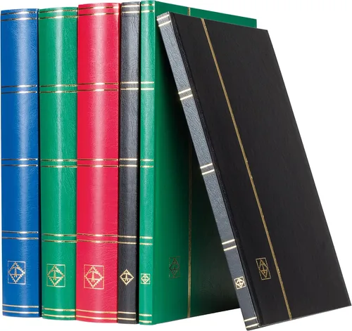 Vista 5 de LIGHTHOUSE - Libro de libros de tapa dura "BASIC" para sellos, 64 páginas de cartulina negra A4 con tiras transparentes y bisagras de lino dobles