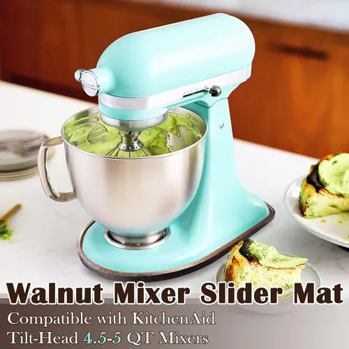Vista 4 de Alfombrilla deslizante de madera de nogal natural para KitchenAid 4.5-5 cuartos de galón bandeja deslizante para protección de encimera