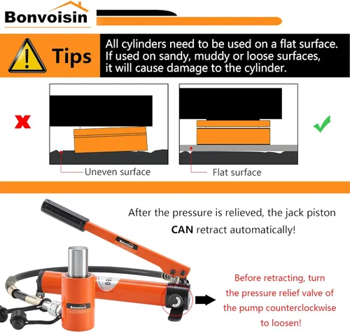Vista 6 de Bonvoisin 10T cilindro hidráulico Jack Porta Power Ram 4" cilindros de elevación de carrera larga de efecto único para la construcción naval