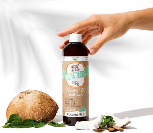 Vista 3 de Dr. Ginger - Enjuague bucal sin alcohol con aceite de coco sin alcohol, sabor a menta, 14 onzas líquidas apoya la salud de las encías, la lengua